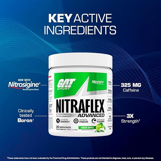 GAT Sport NitraFlex Preworkout  30 Serving Green Apple